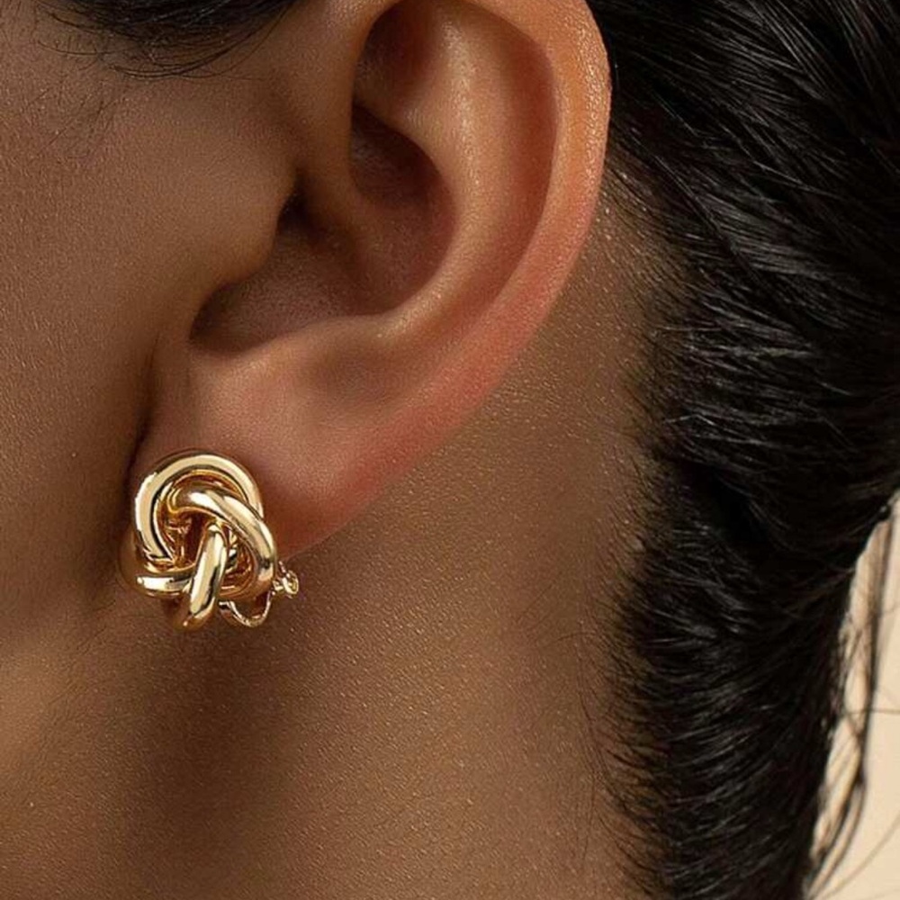 Metal Twisted Clip On Earrings